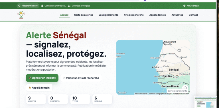 Alerte Senegal — aperçu du projet