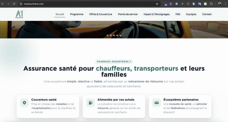 Site web — AssurTrans — aperçu du projet