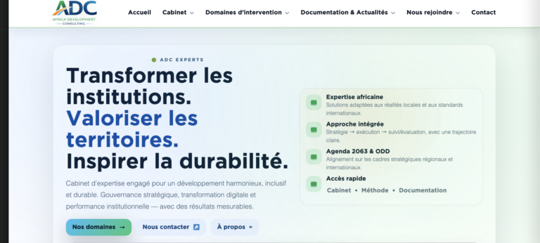 ADC Experts – Création du site institutionnel et plateforme digitale — aperçu du projet