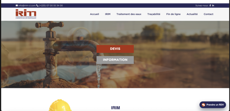 Irim-ci nouveau client de site internet créer — aperçu du projet